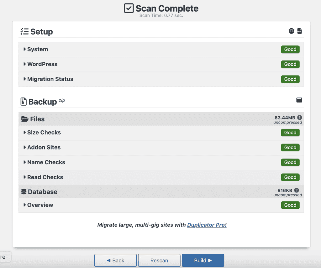 Build package on duplicator